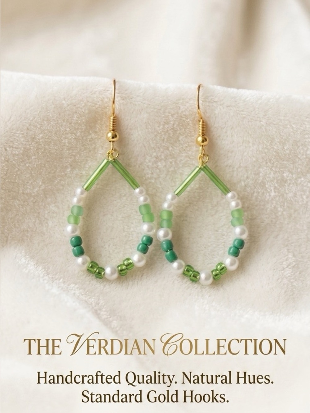 ❤️Green Beaded Teardrop Earrings